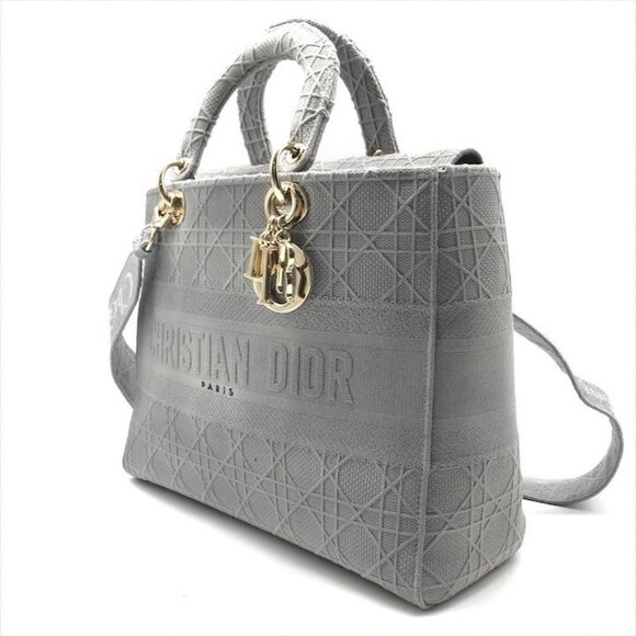 Christian Dior Lady D-Lite Handbag 2-way hand/shoulder bag, grey. - Picture 3 of 11